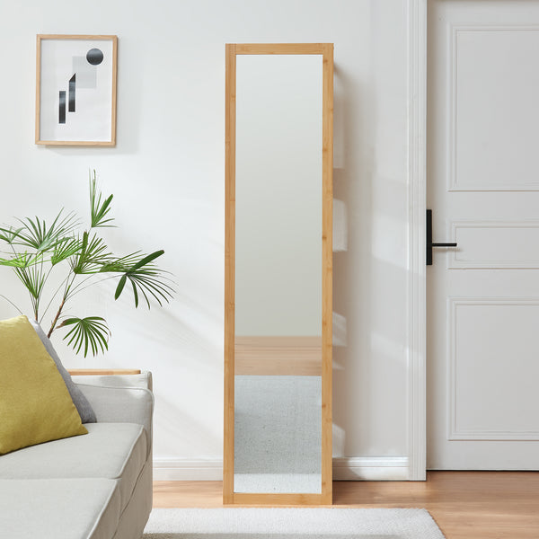 Raft cu oglinda As 170x40x35 cm bambus [en.casa]