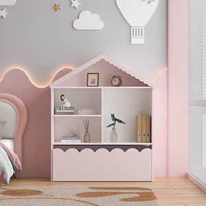 Raft casuta copii Vestnes 114x91x30 cm roz/alb [en.casa]