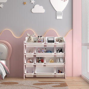 Raft copii Vestnes 78x86x26,5 cm vata zahar roz/alb [en.casa]