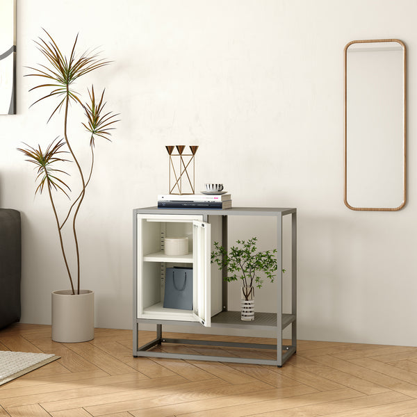 Comoda Burlöv 70x72x35 cm otel gri/alb [en.casa]