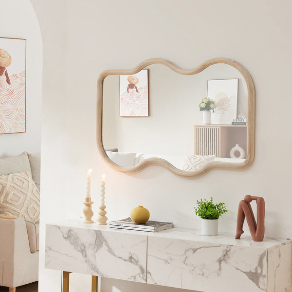 Oglinda de perete Bellerirnu 90x60 cm efect stejar Sonoma [en.casa]