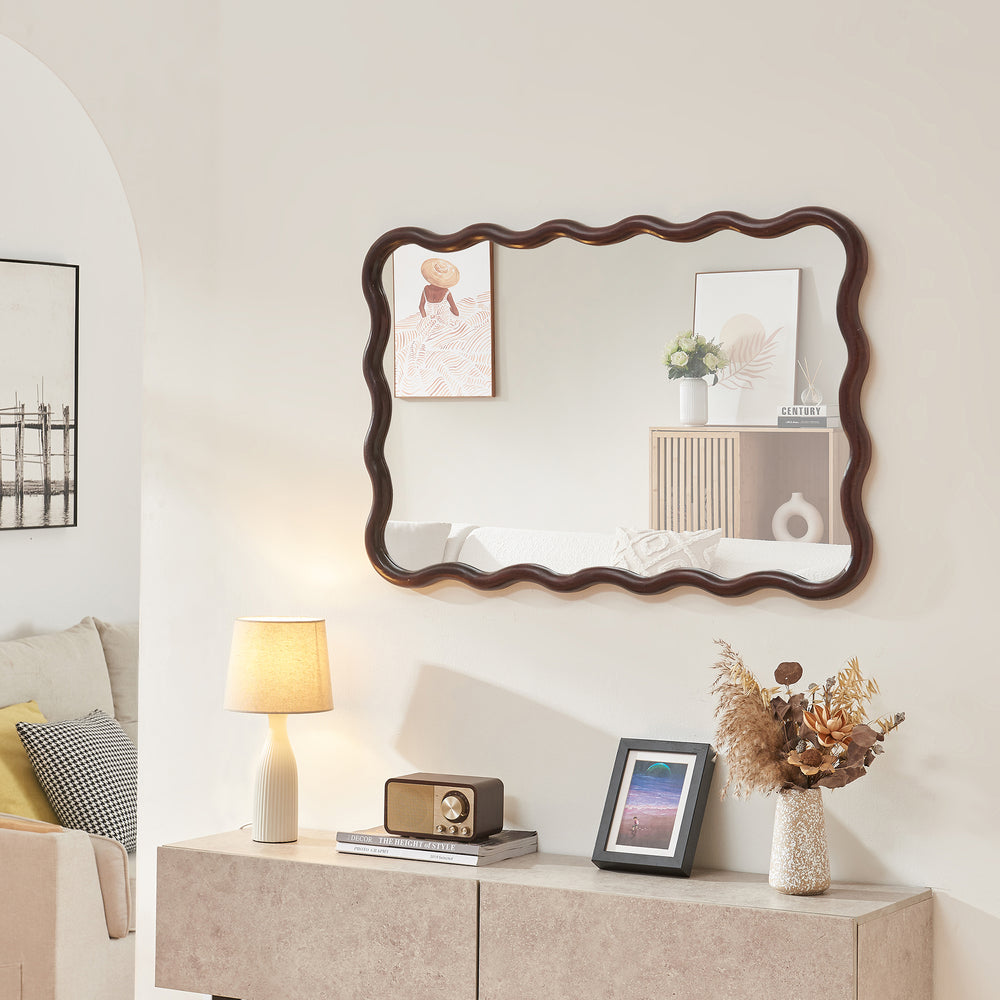 Wandspiegel Porloskid 90x60 cm Dunkelbraun [en.casa] - premiumXL