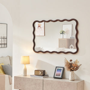Oglinda de perete Porloskid 90x60 cm maro inchis [en.casa]