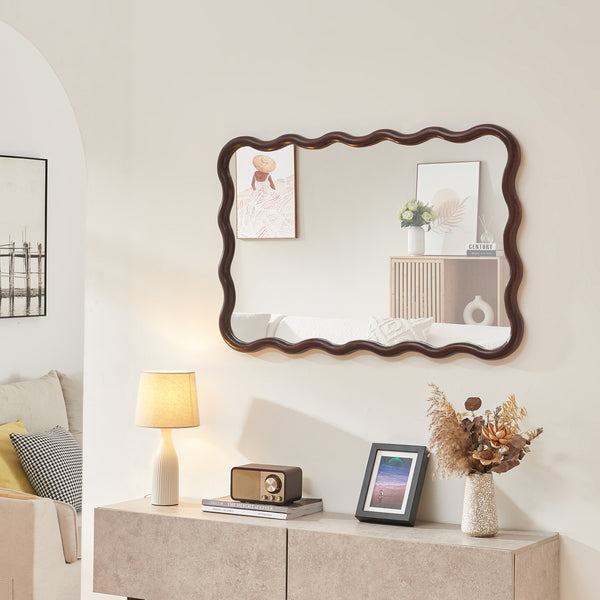 Oglinda de perete Porloskid 90x60 cm maro inchis [en.casa]