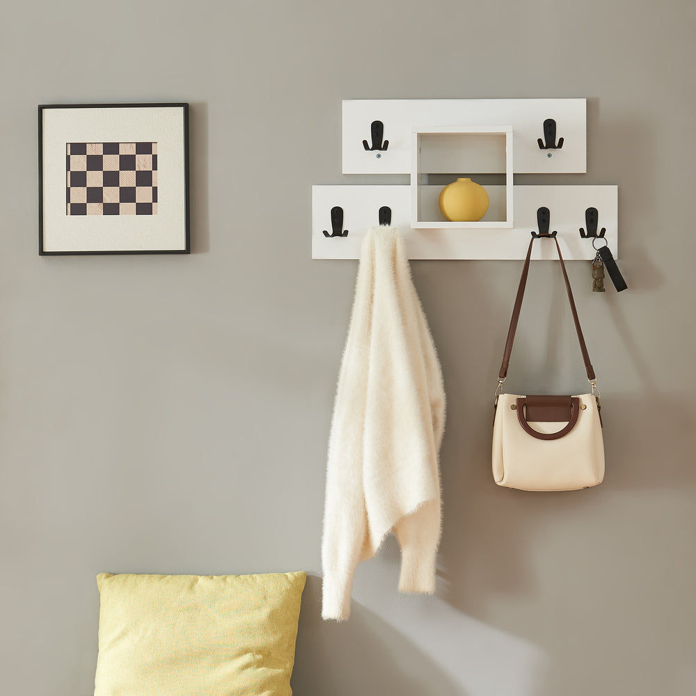 Wandgarderobe Vänd mit Ablagefach 32x60x14 cm Weiß [en.casa] - premiumXL