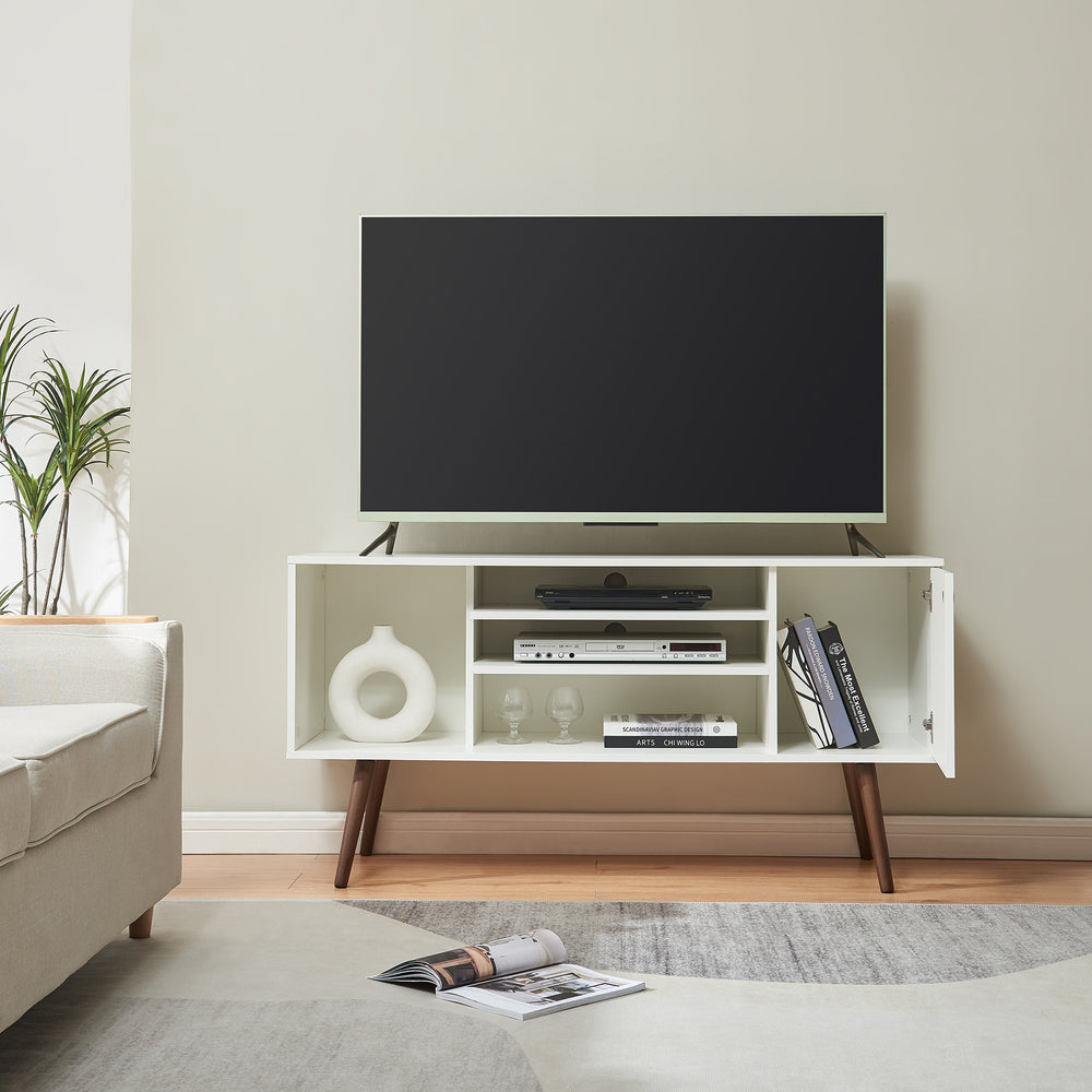 Fernsehschrank Vare 130x40x66 cm Weiß [en.casa] - premiumXL
