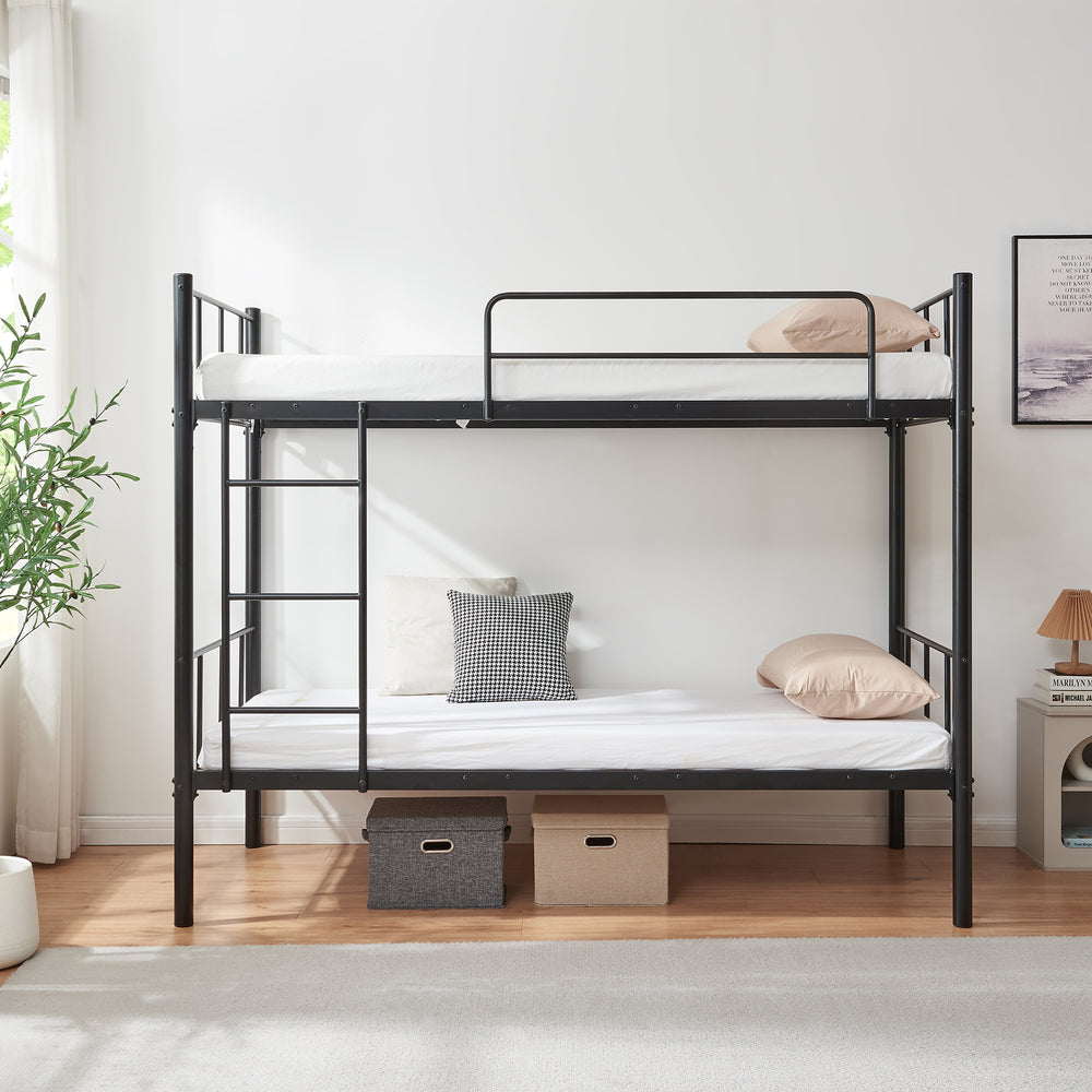 Pat supraetajat Berimma 200x90 cm 300 kg otel negru [en.casa]
