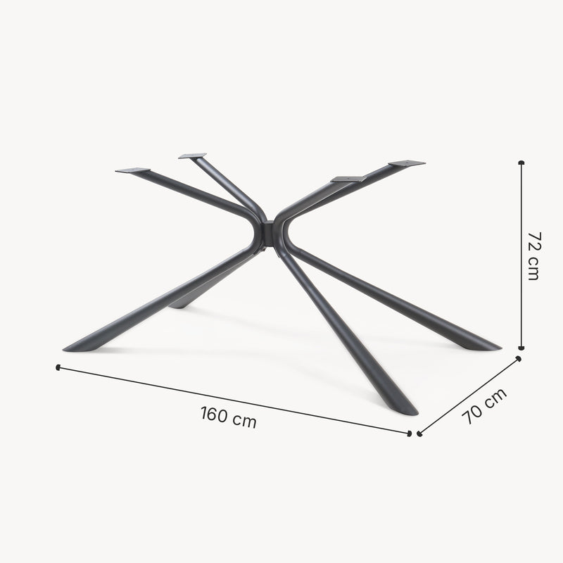 Schiță cotată Picior masa Havosanlurg 160x70x72 cm otel negru [en.casa]