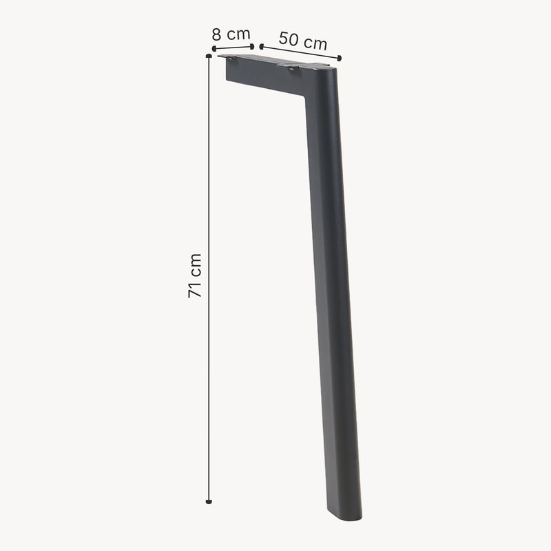Schiță cotată Set 4 buc picioare masa Hostang 50x8x71 cm otel negru [en.casa]