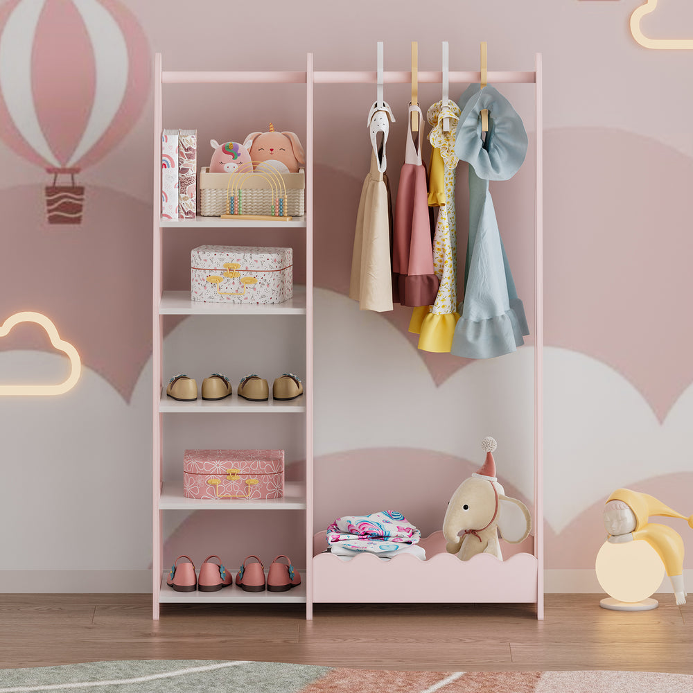 Kindergarderobe Vestnes 114x77x30 cm Cotton Candy/Weiß [en.casa] - premiumXL
