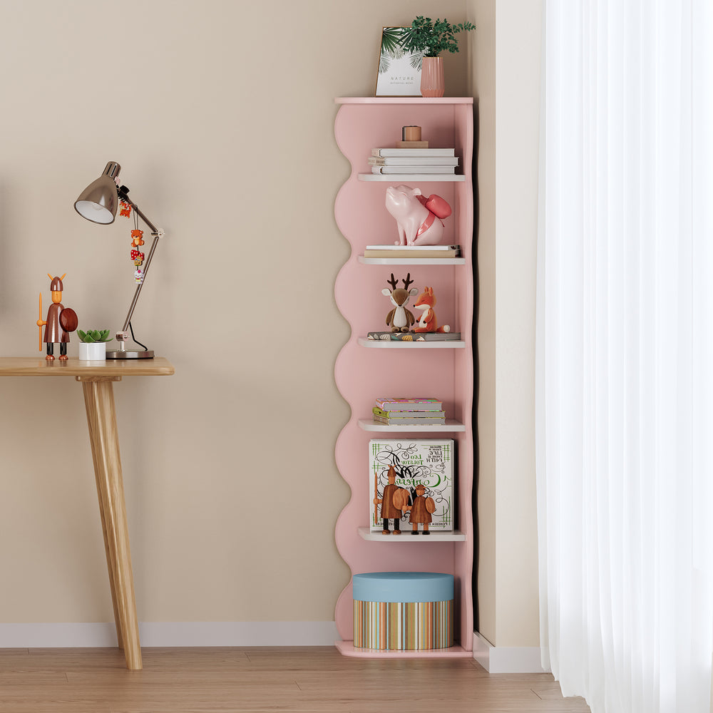 Kinder - Eckregal Vestnes 108x27x27 cm Cotton Candy/Weiß [en.casa] - premiumXL