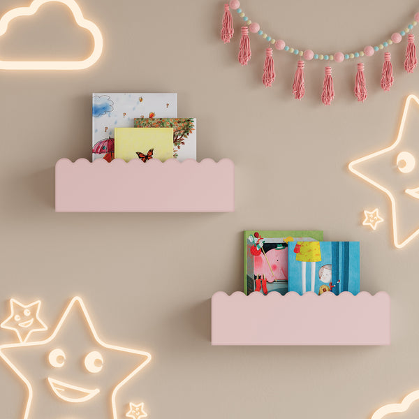 Set 2 rafturi de perete pentru copii Vestnes 40x10x10 cm Cotton Candy [en.casa]