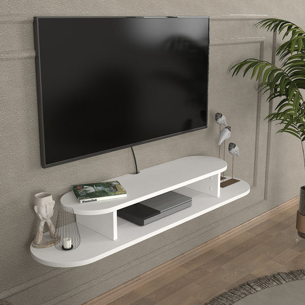 Suport TV perete Targema 120x30x16 cm alb [en.casa]