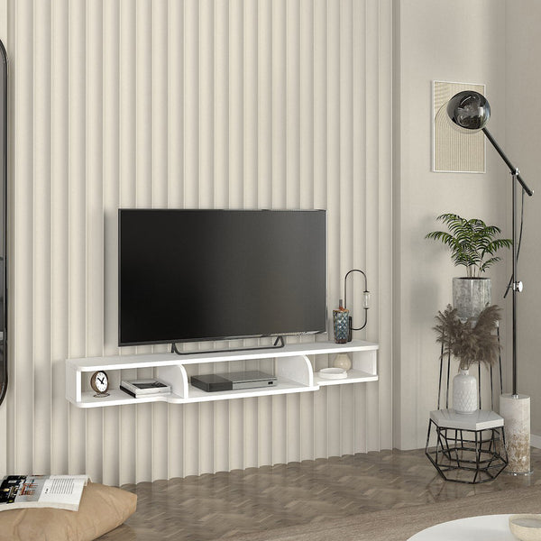 Suport TV de perete Aar 135x30x16 cm alb [en.casa]