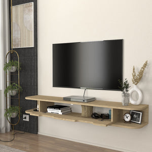 Suport TV de perete Karjali 150x30x19 cm efect lemn stejar [en.casa]