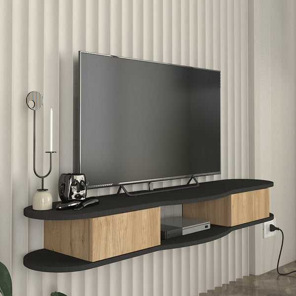 Suport TV de perete Nyskiri 150x35x19 cm antracit/efect lemn stejar [en.casa]