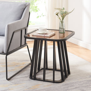 Masuta Burgess 51x51x51 cm negru/efect lemn nuc [en.casa]