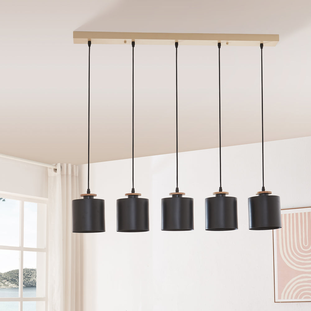 Hängeleuchte Posdand 130x90x14 cm Holz/Schwarz [lux.pro] - premiumXL