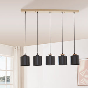 Lampa suspendata Posdand 130 cm 5xE27 max 40W natur/negru [lux.pro]
