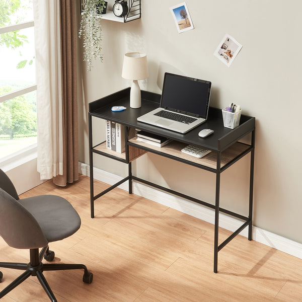 Birou Belana 100x43x82 cm negru/efect lemn stejar [en.casa]