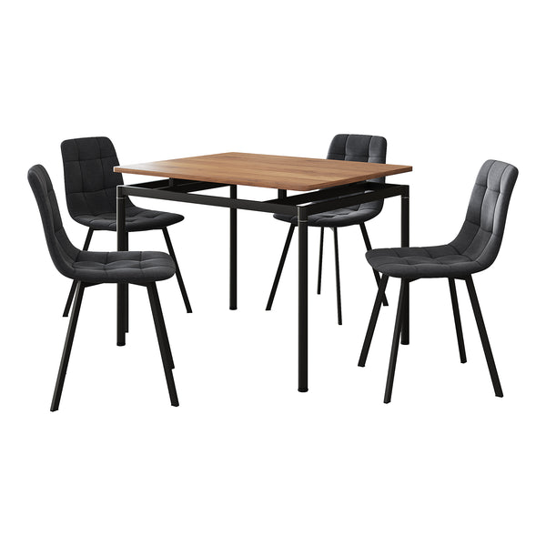 Set masa si 4 scaune Hemnes 75x100x60 cm efect lemn stejar/gri inchis [en.casa]