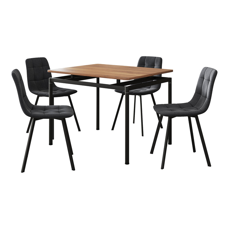 Schiță cotată Set masa si 4 scaune Hemnes 75x100x60 cm efect lemn stejar/gri inchis [en.casa]