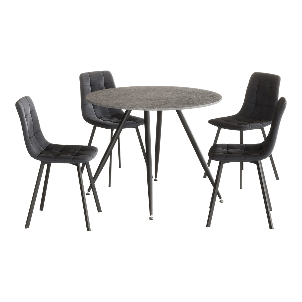 Essgruppe Fitjar 5 - teilig Betonoptik/Dunkelgrau [en.casa] - premiumXL