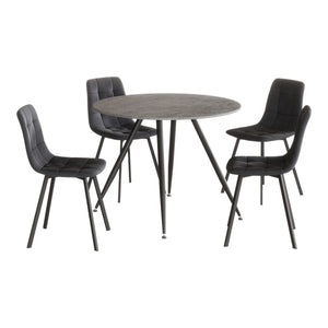 Set masa rotunda si 4 scaune Fitjar 75x100 cm efect beton/gri inchis [en.casa]