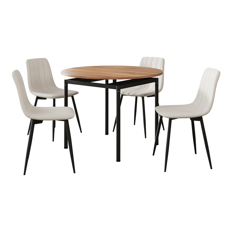 Schiță cotată Set masa rotunda si 4 scaune Hemnes 75x100 cm efect lemn stejar/bej [en.casa]