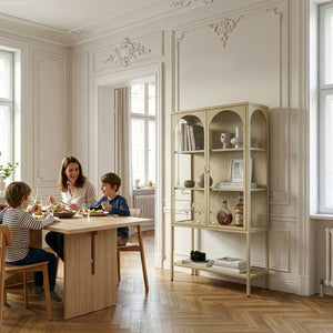 Vitrina cu 2 usi si raft Klippestad 160x80x35 cm camel [en.casa]