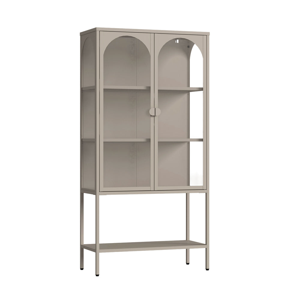 Vitrina cu 2 usi si raft Klippestad 160x80x35 cm gri cald [en.casa]