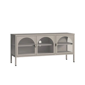 Vitrina cu 3 usi sticla Klippestad 118x35x55 cm gri cald [en.casa]