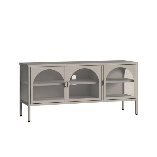 Vitrina cu 3 usi sticla Klippestad 118x35x55 cm gri cald [en.casa]