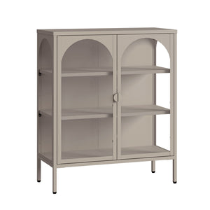 Vitrina cu 2 usi sticla Klippestad 95x80x35 cm camel [en.casa]