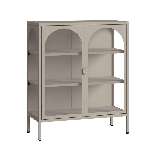 Vitrina cu 2 usi sticla Klippestad 95x80x35 cm camel [en.casa]