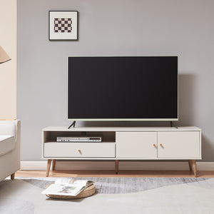Comoda TV cu 1 sertar si 2 usi Hallevil 150x39x45 cm gri deschis [en.casa]