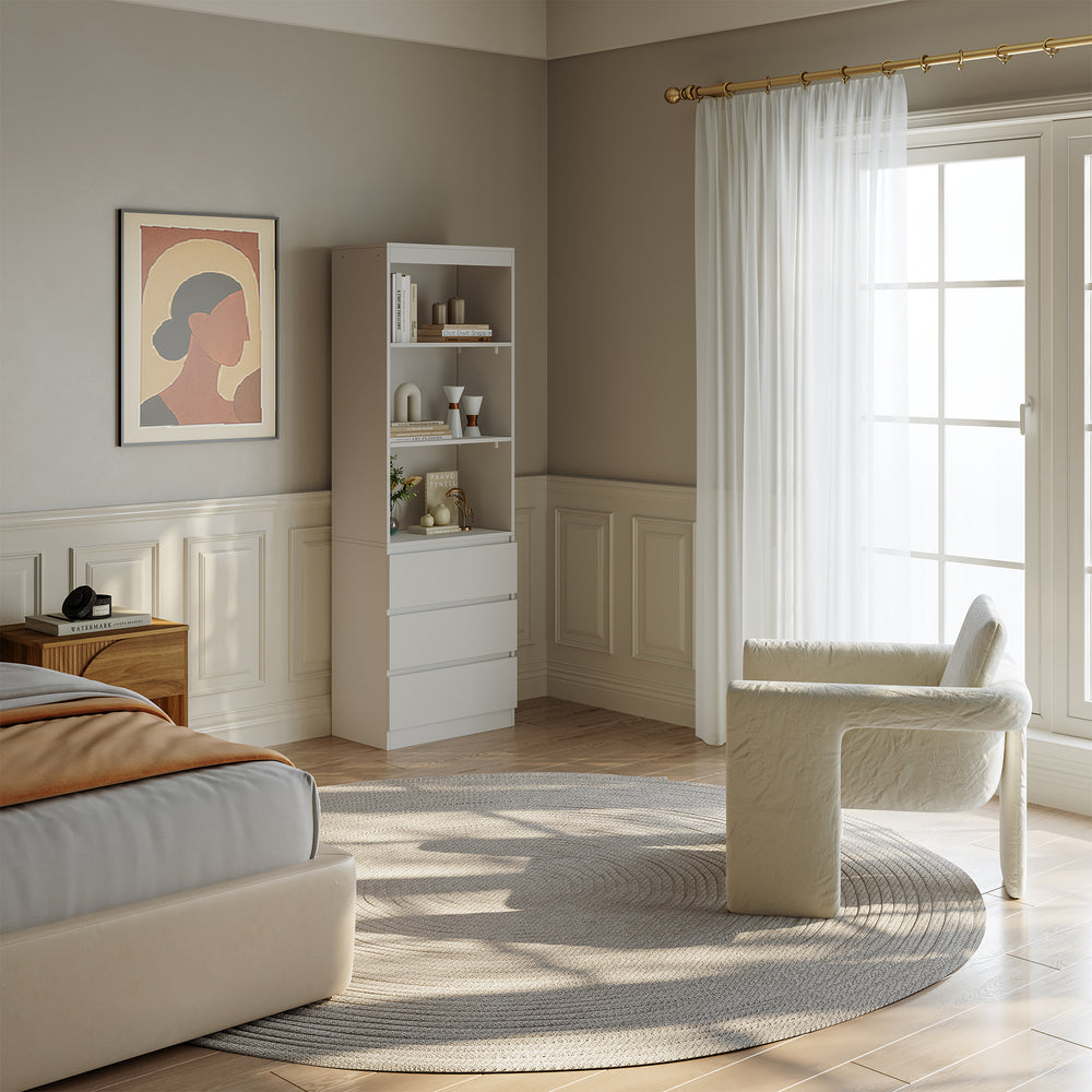 Bücherregal Les mit 3 Schubladen 180x60x35 cm Weiß [en.casa] - premiumXL