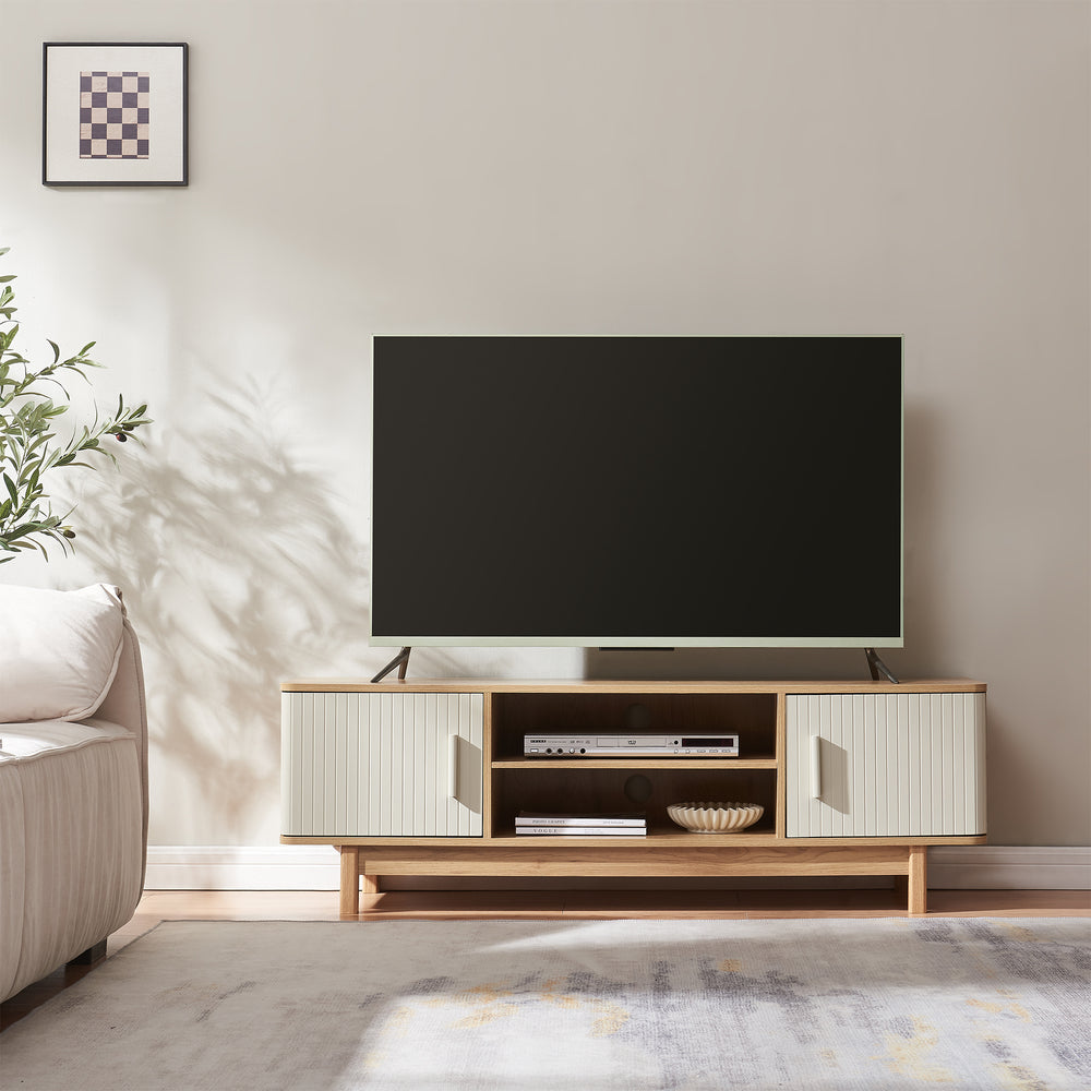 Comoda TV cu 2 usi Ferrersp 140x40x45 cm efect stejar/oatmeal [en.casa]