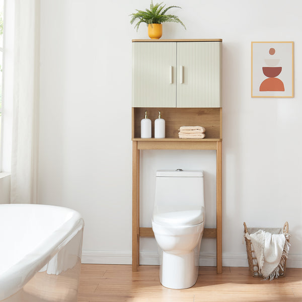 Dulap baie deasupra WC Ferrersp 160x63x20 cm efect stejar/oatmeal/natur [en.casa]