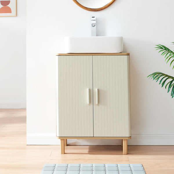 Dulap baie sub chiuveta Ferrersp 80x60x35 cm efect stejar/oatmeal/natur [en.casa]
