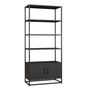 Raft carti cu dulap Hailuoto 180x80x40 cm otel negru mat [en.casa] 