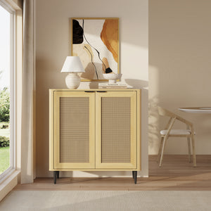 Comoda Lukhomso 83x80x40 cm efect stejar/efect ratan [en.casa]