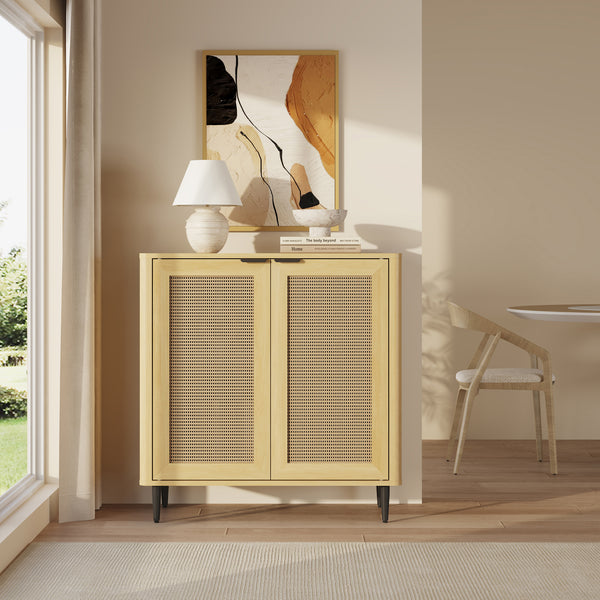 Comoda Lukhomso 83x80x40 cm efect stejar/efect ratan [en.casa]