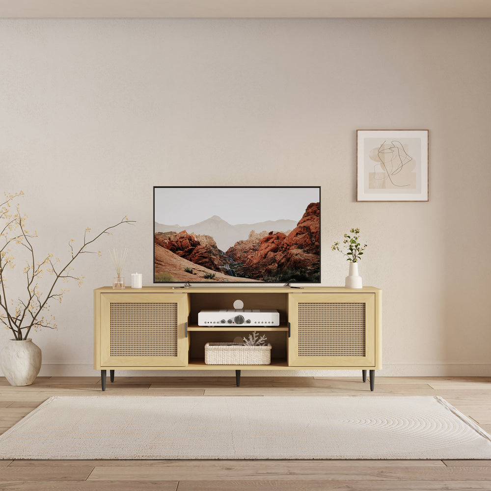 Comoda TV  Lukhomso 152x40x54 cm efect stejar/efect ratan [en.casa]