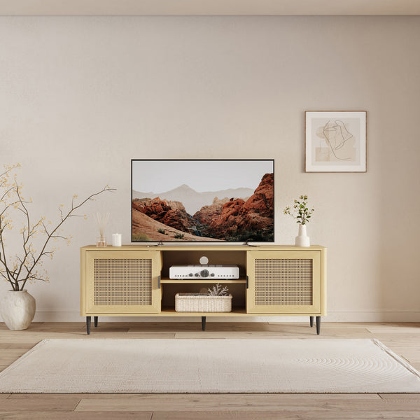 Comoda TV  Lukhomso 152x40x54 cm efect stejar/efect ratan [en.casa]
