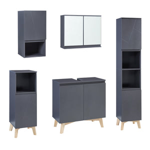 Set 5 componente mobilier baie Overath gri [en.casa]