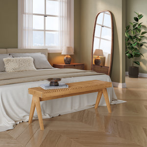 Banca pantofi Lasdarvoo 120x35x45 cm bambus natur [en.casa]
