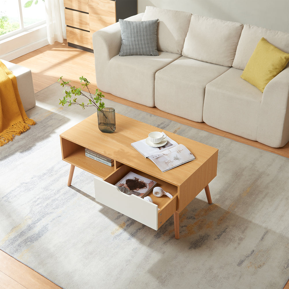 Masuta cafea Bordkak 100x48x45 cm efect stejar/alb [en.casa]