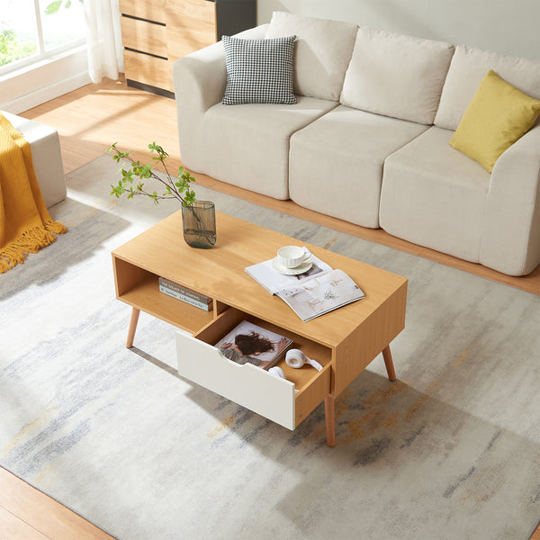 Masuta cafea Bordkak 100x48x45 cm efect stejar/alb [en.casa]