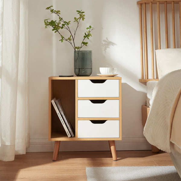 Noptiera Bordkak 55x48x30 cm efect stejar/alb [en.casa]